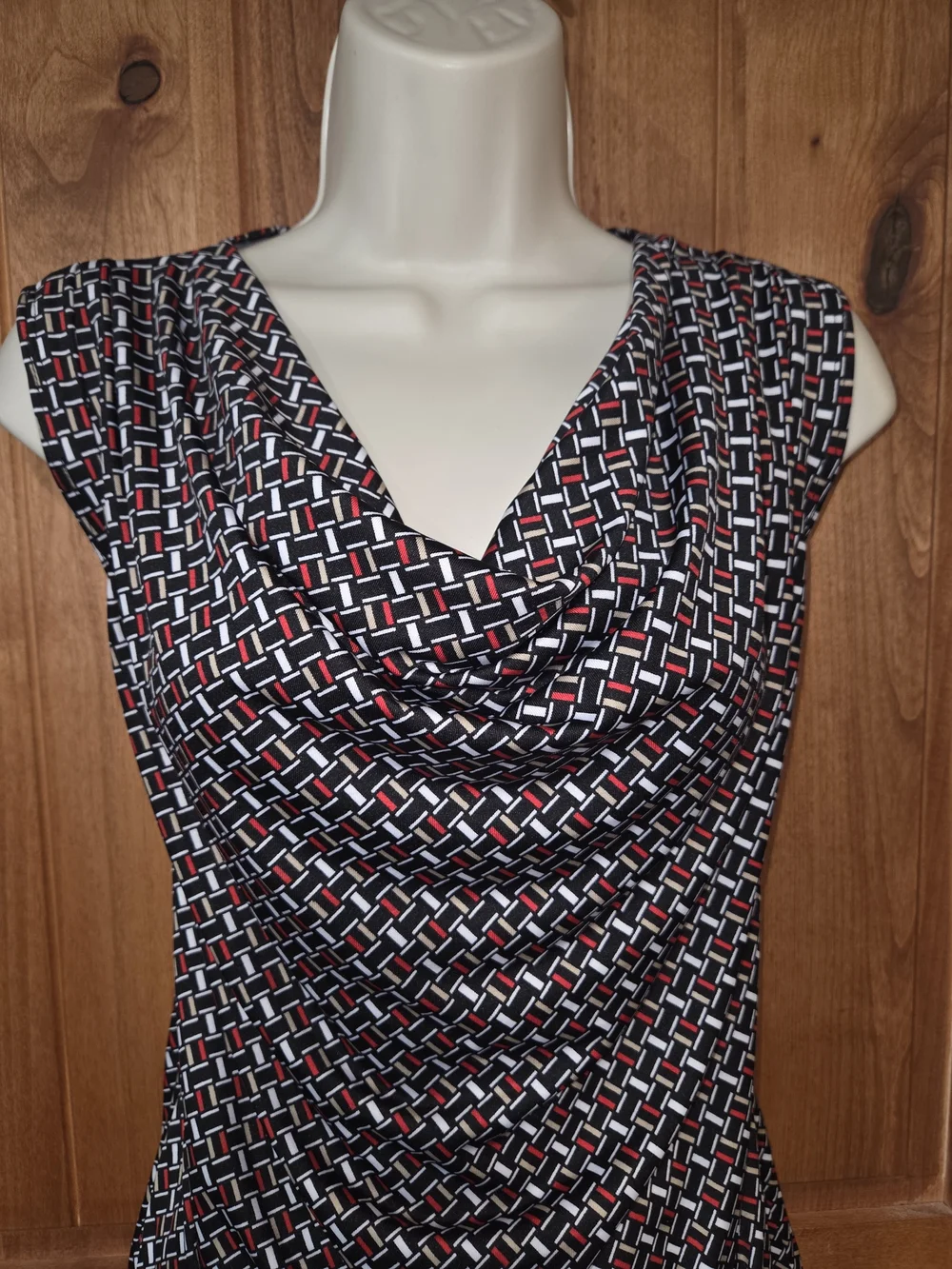 Passport Sleeveless Cowl Neck Blouse in Black, Red, White &‎ Cream